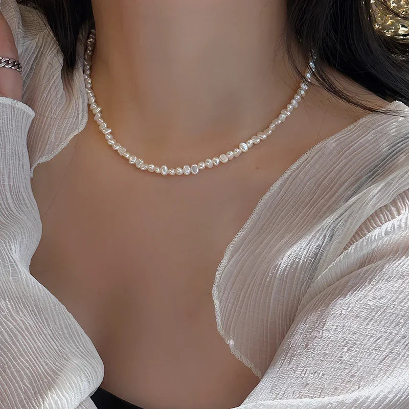 Hengsheng 4-5mm Baroque Freshwater Pearl Necklaces 38cm 45cm 50cm 925sterling Silver Necklaces Jewelry Gift 2025 New Arrivals
