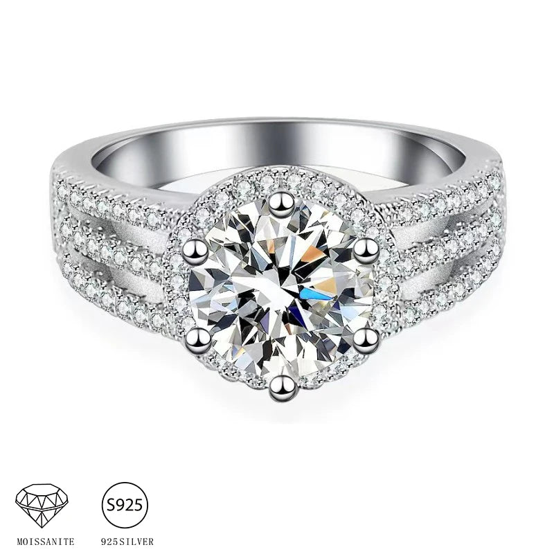 925 Sterling Silver Moissanite 2-3 Carat Ring Fashion Niche Design Girlfriend Proposal Wedding Birthday Gift