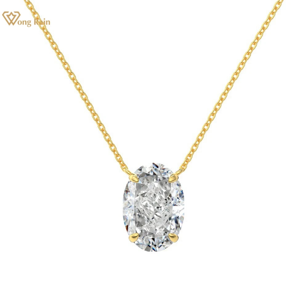 Wong Rain 18K Gold Plated 925 Sterling Silver Crushed Ice Cut 1.5-4CT High Carbon Diamond Gemstone Pendant Necklace Fine Jewelry